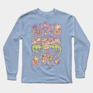 Love You Till Extinction II: Corythosaurus Couple | Dinosaur Science Fantasy Art Long Sleeve T-Shirt